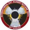 Mushroom Cloud with Radiation Symbol for Day Against Nuclear Tests, Vector Illustration