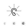 Awareness, Ear, Hear, Hearing, Listen Bold and thin black line icon set