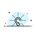 Awareness, Ear, Hear, Hearing, Listen Business Flat Line Filled Icon Vector Banner Template