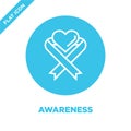 awareness icon vector from charity elements collection. Thin line awareness outline icon vector illustration. Linear symbol for