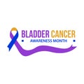 Awareness month ribbon cancer. Bladder cancer awareness vector illustration