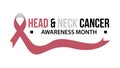 Awareness month ribbon cancer. Head & neck cancer awareness vector illustration