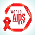 Awareness Red Ribbon circle frame. Symbol for the solidarity of people living with HIV. World AIDS Day 1 December emblem