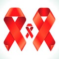 Awareness Red Ribbon Icons. Symbol for the solidarity of people living with HIV AIDS