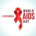 Awareness Red Ribbon - symbol for the solidarity of people living with HIV. World AIDS Day 1 December emblem