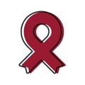 Awareness ribbon. Black outline. Maroon color. Geometrical shape. Vector illustration, flat design