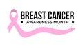 Awareness month ribbon cancer. Breast cancer awareness vector illustration