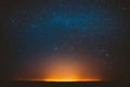 Awe Beautiful Night Sky Glowing Stars Background Backdrop With Colorful Sky Gradient. Sunset Sunrise Light And Colourful Royalty Free Stock Photo