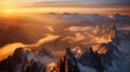 Sunrise Over Majestic Mountains: A Breathtaking Aerial View. Generative AI