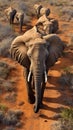 Awe-inspiring aerial view unveils the grandeur of an African elephant.