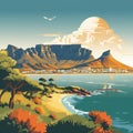 Awe-inspiring beauty of Cape Town with Table Mountain and Robben Island Royalty Free Stock Photo