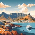 Awe-inspiring beauty of Cape Town with Table Mountain and Robben Island Royalty Free Stock Photo