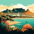 Awe-inspiring beauty of Cape Town with Table Mountain and Robben Island Royalty Free Stock Photo