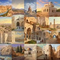Awe-inspiring collage of different art styles capturing the scenic beauty of 'Biblical Byways' Royalty Free Stock Photo