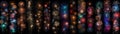 Ultra-wide collage of fireworks against the night sky Royalty Free Stock Photo