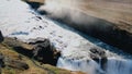 Aerial view of Breathtaking Dettifoss Waterfall in Iceland
