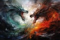 Ferocious storm dragons in Fantasy - Generative AI