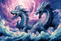 Ferocious storm dragons in Fantasy - Generative AI