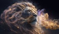 Awe-inspiring glowing lion, the majestic creature of myth and legend