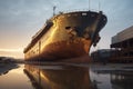 Awe-inspiring Huge ship fog. Generate Ai Royalty Free Stock Photo