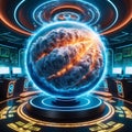 A futuristic spherical data vortex generated ,Event horizon singularity anomaly illustration
