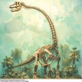 Stretching Brachiosaurus Skeleton in Natural Setting