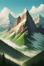 High mountains with a valley cutting through the buttom generated by ai