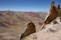 Awe-inspiring landscape view of the majestic Rainbow Mountains in Peru Royalty Free Stock Photo