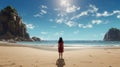 Awe-inspiring Linda: A Dreamlike Beach Scene With Mountains