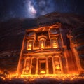 Awe-Inspiring Nighttime Shot of Petra\'s Treasury