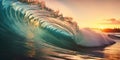 An awe-inspiring ocean wave spirals and surges, its towering form creating a mesmerizing display of raw energy and