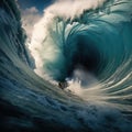 Awe-inspiring power of massive tsunami waves crashing in the ocean