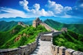 An awe-inspiring scene of the majestic Great Wall of China winding through the picturesque landscape, The Great Wall of China, AI Royalty Free Stock Photo