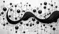 AweInspiring Metaballs Pattern on White Backdrop Black Liquid Connected Circle Dots Swirl in an Ethereal Dance of Shadows and