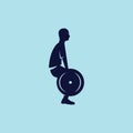 Weight lifted barbell icon and logo flat design template Royalty Free Stock Photo