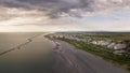 Awesome aerial shot adriatic coastline and Lido Adriano town