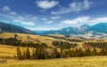 Awesome alpine highlands in sunny day. Spring Landscape inthe mountains with perfect sky. Wonderful nature background