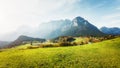 Awesome alpine highlands in sunny day. unsurpassed summer landscape in Austrian Alps under sunlit. Impressive Athmospheric Scene Royalty Free Stock Photo