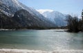 Awesome alpine little lake called Predil Lake Northern Italy nea