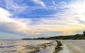 Awesome sunset at tropical Caribbean beach Playa del Carmen Mexico