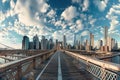 Awesome architectural detail scenery view Brooklyn Bridge, New York City Royalty Free Stock Photo