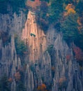 Awesome autumn scene of Earth pyramids of Platten Royalty Free Stock Photo