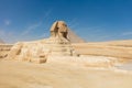 Awesome big Sphinx pyramid in the middle of desert in Egypt.