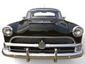 Awesome black vintage car - front view extreme closeup shot Royalty Free Stock Photo