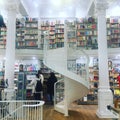 Awesome Bookstore with Spiral Staircase and Columns, Bucharest, Romania