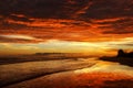 Awesome bright colorful sunrise over the sea. Borneo, Kalimantan