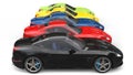 Awesome colorful sports cars in a row - side view Royalty Free Stock Photo