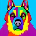 Awesome computer artwork collage of a colorful pop art dog portrait - generative AI