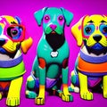 Awesome computer artwork collage of a colorful pop art dog portrait - generative AI