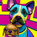 Awesome computer artwork collage of a colorful pop art dog portrait - generative AI